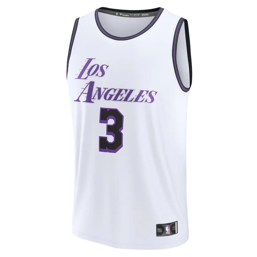 Men Los Angeles Lakers 3 Anthony Davis Fanatics Branded White City Edition 2022-23 Fastbreak NBA Jersey